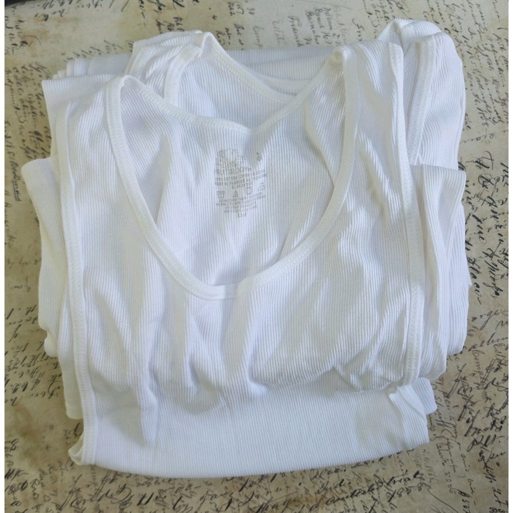 NWOT LOT OF 10 Fruit of the Loom White Beater Tank Top Men's L White